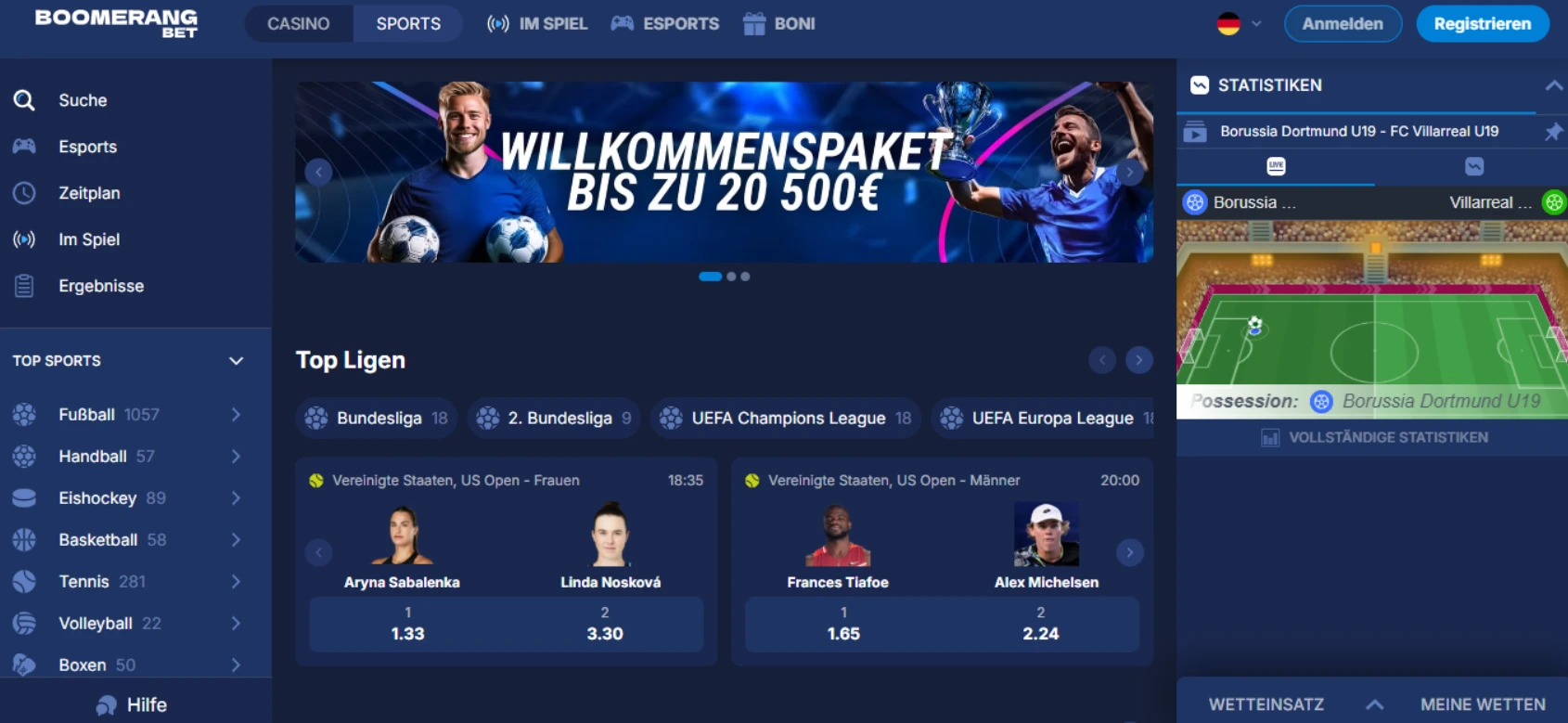 Boomerang-Bet Casino Screen
