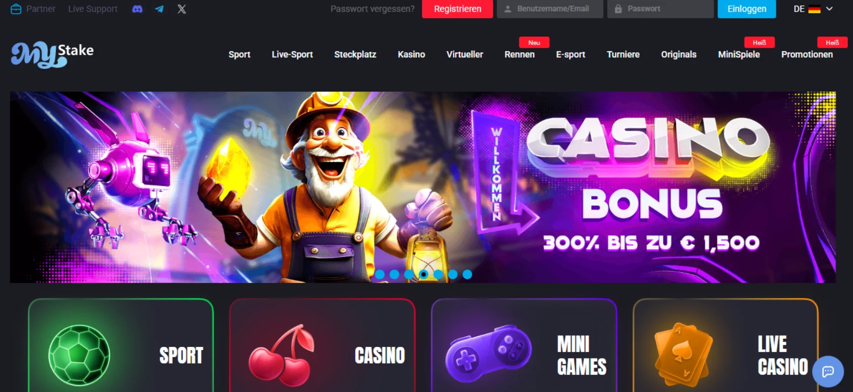 MyStake Casino Screen