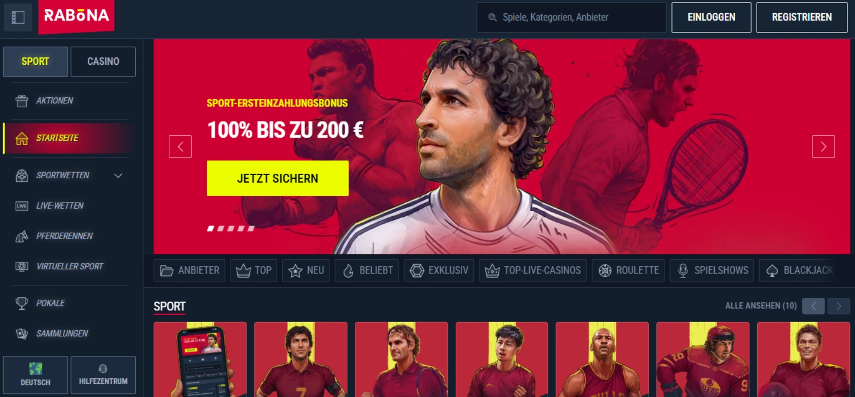 Rabona Casino Screen